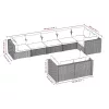  8 részes fekete polyrattan kerti ülőgarnitúra párnákkal