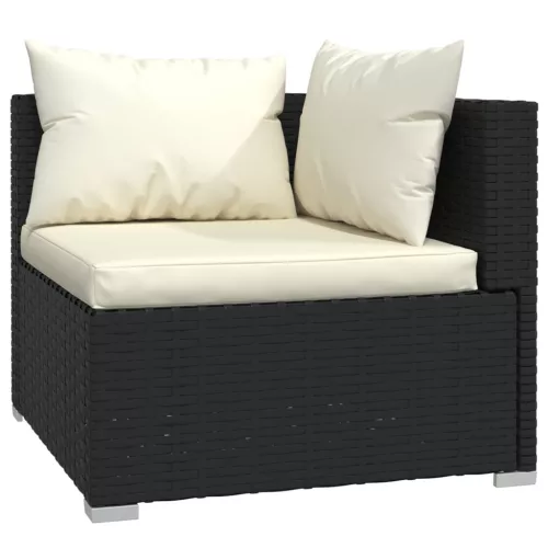  9 részes fekete polyrattan kerti ülőgarnitúra párnákkal