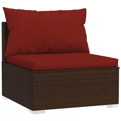  9 részes barna polyrattan kerti ülőgarnitúra párnákkal