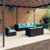  8 részes fekete polyrattan kerti ülőgarnitúra párnákkal