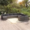  10 részes szürke polyrattan kerti ülőgarnitúra párnákkal