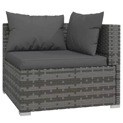  10 részes szürke polyrattan kerti ülőgarnitúra párnákkal