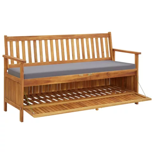  tömör akácfa kerti tárolópad párnával 148 cm