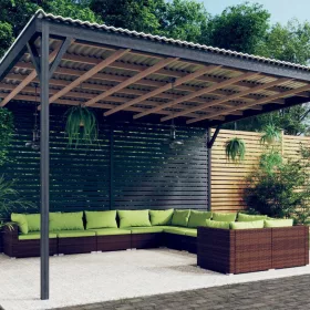    10 részes barna polyrattan kerti ülőgarnitúra párnákkal