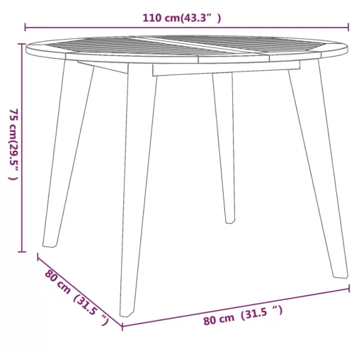  tömör akácfa kerti asztal Ø110 x 75 cm