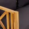  háromszemélyes tömör akácfa kerti pad párnákkal 179 cm