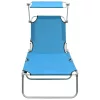  türkizkék acél összecsukható napozóágy napellenzővel