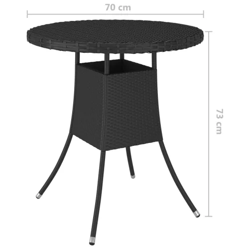  fekete polyrattan kerti asztal 70 x 70 x 73 cm