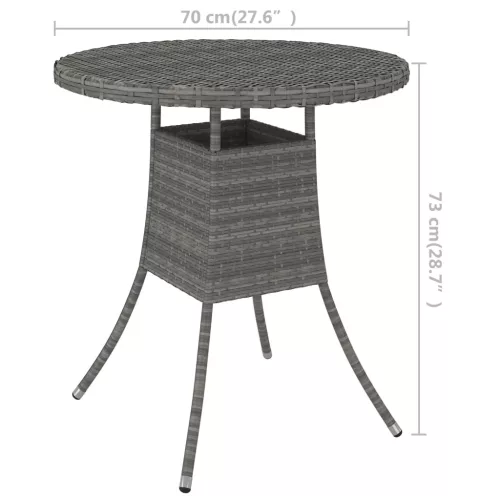  szürke polyrattan kerti asztal 70 x 70 x 73 cm
