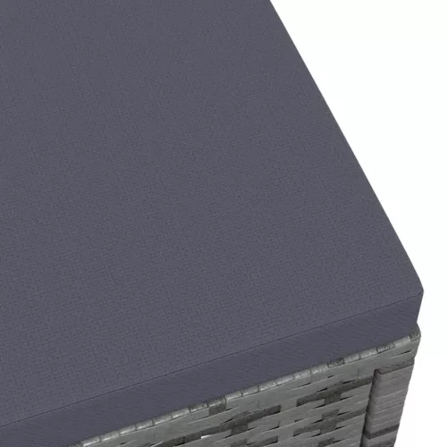  szürke polyrattan kerti lábzsámoly párnával