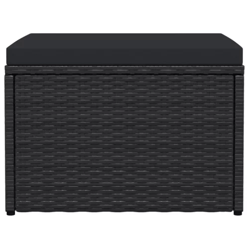  fekete polyrattan kerti lábzsámoly párnával