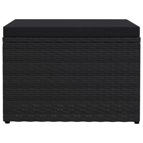  fekete polyrattan kerti lábzsámoly párnával