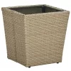  bézs polyrattan és edzett üveg dohányzóasztal 41,5x41,5x44 cm