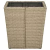  bézs polyrattan és edzett üveg dohányzóasztal 41,5x41,5x44 cm