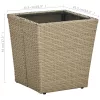  bézs polyrattan és edzett üveg dohányzóasztal 41,5x41,5x44 cm
