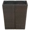  barna polyrattan és edzett üveg dohányzóasztal 41,5x41,5x44 cm