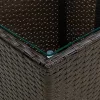  barna polyrattan és edzett üveg dohányzóasztal 41,5x41,5x44 cm