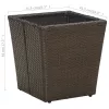  barna polyrattan és edzett üveg dohányzóasztal 41,5x41,5x44 cm