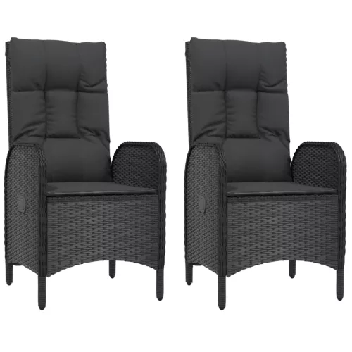  2 db fekete polyrattan kültéri szék