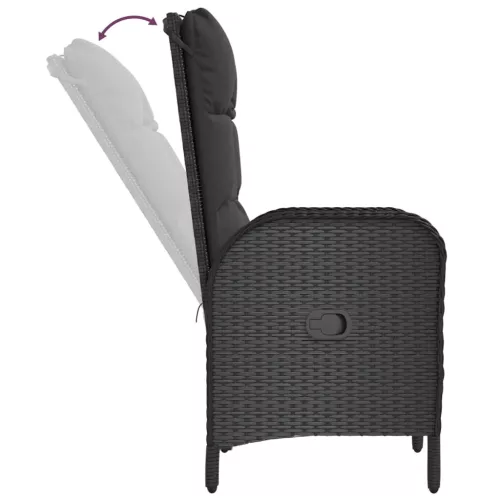  2 db fekete polyrattan kültéri szék
