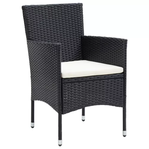  4 db fekete polyrattan kerti étkezőszék