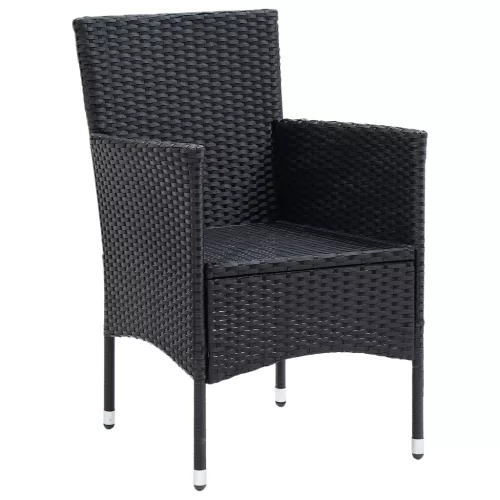  4 db fekete polyrattan kerti étkezőszék