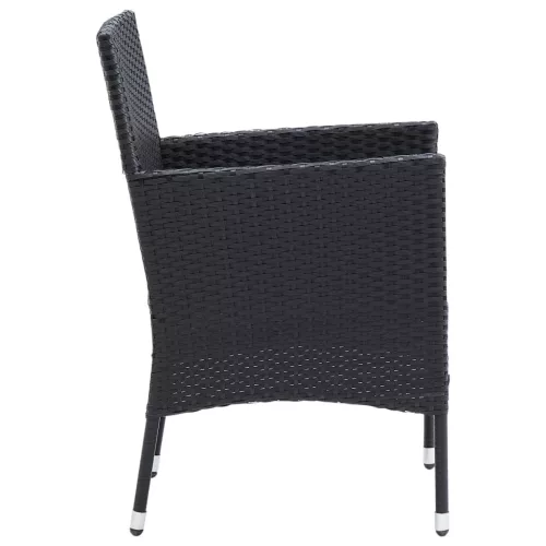  4 db fekete polyrattan kerti étkezőszék