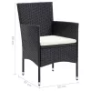  4 db fekete polyrattan kerti étkezőszék