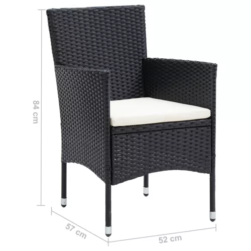  4 db fekete polyrattan kerti étkezőszék