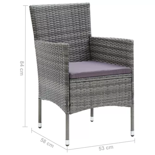  4 db szürke kerti polyrattan étkezőszék