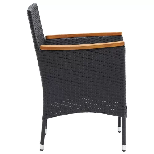 4 db fekete polyrattan kerti étkezőszék