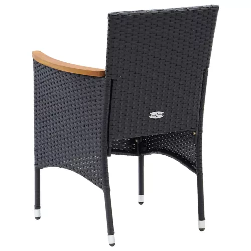  4 db fekete polyrattan kerti étkezőszék