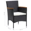  4 db fekete polyrattan kerti étkezőszék