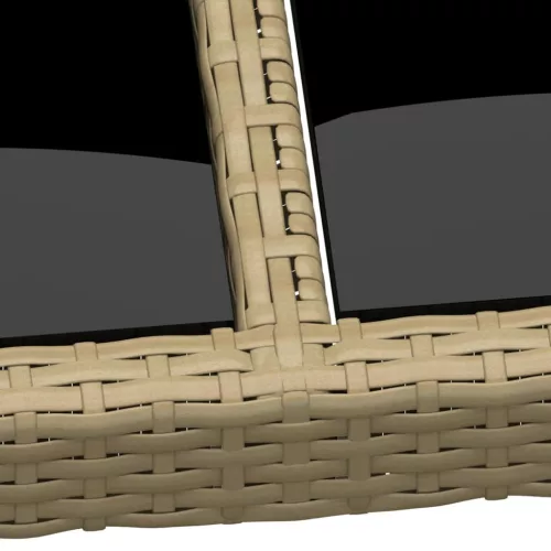  bézs polyrattan és edzett üveg kerti asztal 200 x 150 x 75 cm
