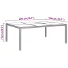  bézs polyrattan és edzett üveg kerti asztal 200 x 150 x 75 cm