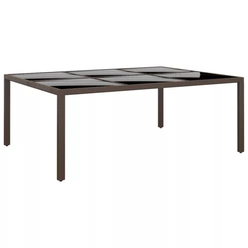  barna üveglapos kerti asztal 200 x 150 x 75 cm