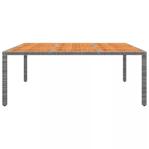  szürke akácfa és polyrattan kerti asztal 200 x 150 x 75 cm
