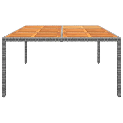  szürke akácfa és polyrattan kerti asztal 200 x 150 x 75 cm