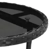 fekete polyrattan és edzett üveg kerti asztal Ø60 x 75 cm