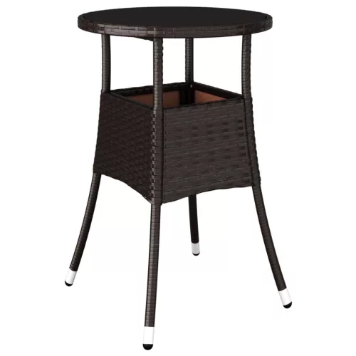  barna polyrattan és edzett üveg kerti asztal Ø60 x 75 cm