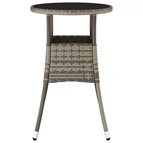  szürke polyrattan és edzett üveg kerti asztal Ø60 x 75 cm