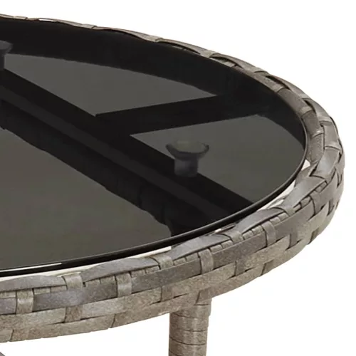  szürke polyrattan és edzett üveg kerti asztal Ø60 x 75 cm