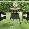  fekete akácfa és polyrattan kerti asztal Ø60 x 75 cm