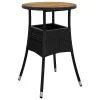 fekete akácfa és polyrattan kerti asztal Ø60 x 75 cm