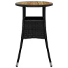  fekete akácfa és polyrattan kerti asztal Ø60 x 75 cm