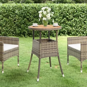  szürke akácfa és polyrattan kerti asztal Ø60 x 75 cm