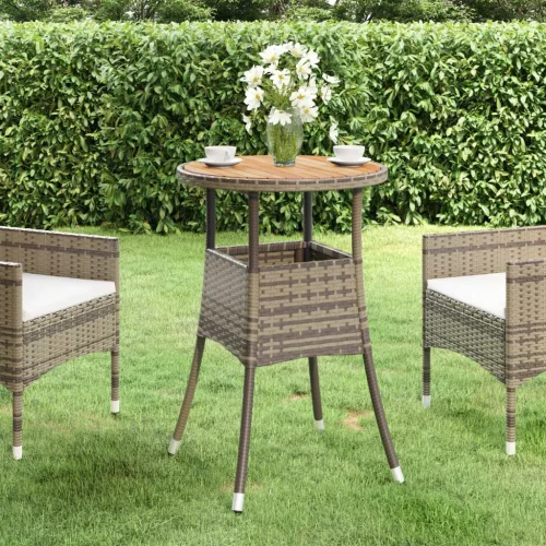  szürke akácfa és polyrattan kerti asztal Ø60 x 75 cm