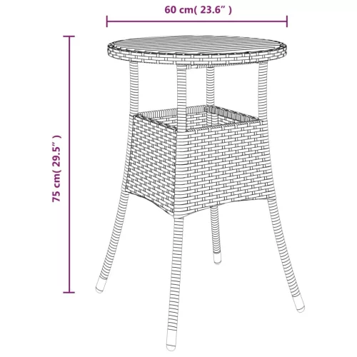  szürke akácfa és polyrattan kerti asztal Ø60 x 75 cm