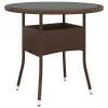  barna polyrattan és edzett üveg kerti asztal Ø 80 x 75 cm