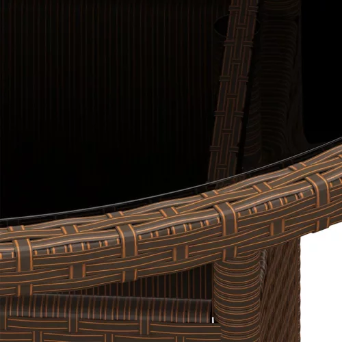  barna polyrattan és edzett üveg kerti asztal Ø 80 x 75 cm
